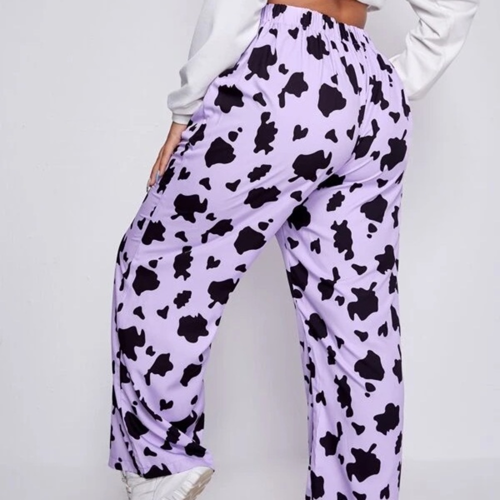 lavender cow print pants